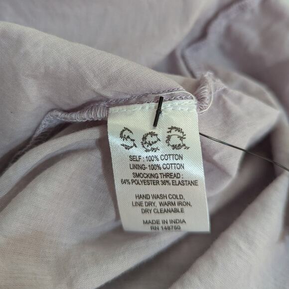 Sea Rosita Border Smocked Mini Dress Ruffled Purple Floral Size Large Preowned - Picture 12 of 12